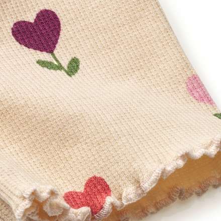 T-Shirt mit Tulpen-Muster & Ripp-Struktur, beige, Gr. 110, 1 St