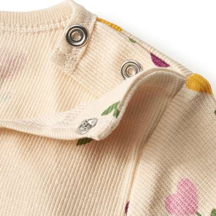 T-Shirt mit Tulpen-Muster & Ripp-Struktur, beige, Gr. 86, 1 St