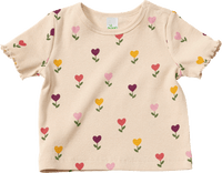 T-Shirt mit Tulpen-Muster & Ripp-Struktur, beige, Gr. 86, 1 St