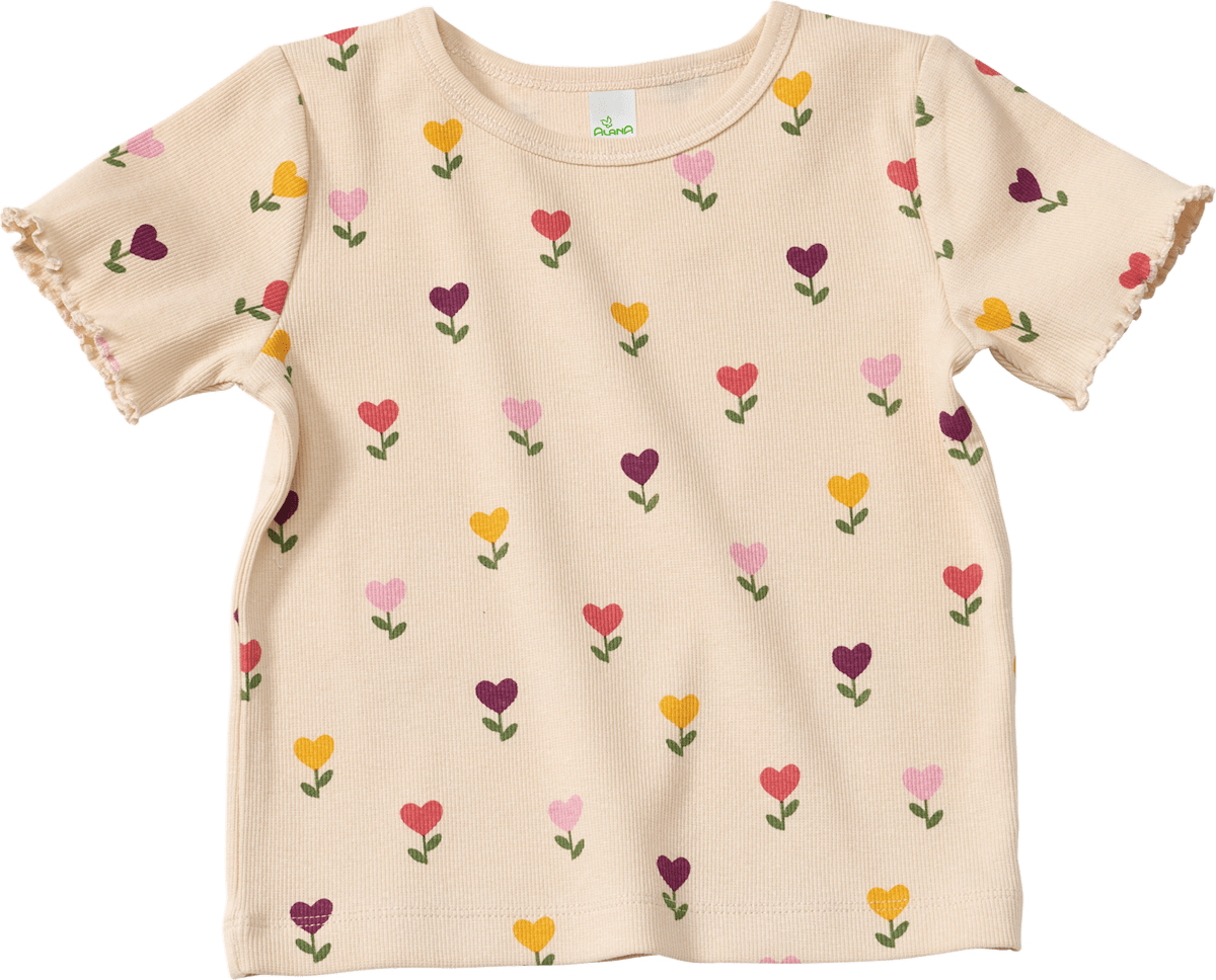 ALANA T-Shirt mit Tulpen-Muster & Ripp-Struktur, beige, Gr. 92, 1 St