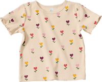 ALANA T-Shirt mit Tulpen-Muster & Ripp-Struktur, beige, Gr. 92, 1 St