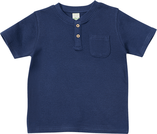 T-Shirt mit Waffel-Struktur & Henley-Tasche, blau, Gr. 116, 1 St