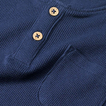 T-Shirt mit Waffel-Struktur & Henley-Tasche, blau, Gr. 116, 1 St