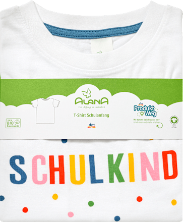 T-Shirt Schulanfang mit "SCHULKIND" Schriftzug, weiß, Gr. 128, 1 St ALANA