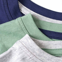 T-Shirts, grau + blau + grün, Gr. 104, 3 St