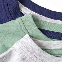 T-Shirts, grau + blau + grün, Gr. 122, 3 St