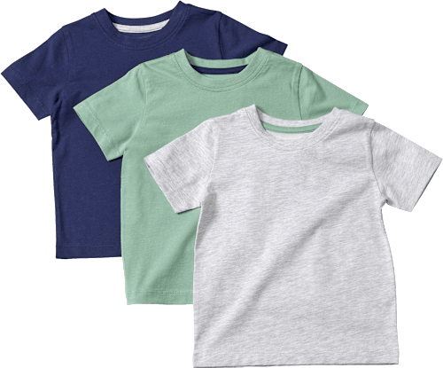 T-Shirts, grau + blau + grün, Gr. 122, 3 St