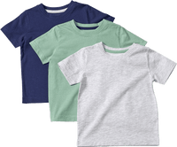 T-Shirts, grau + blau + grün, Gr. 122, 3 St