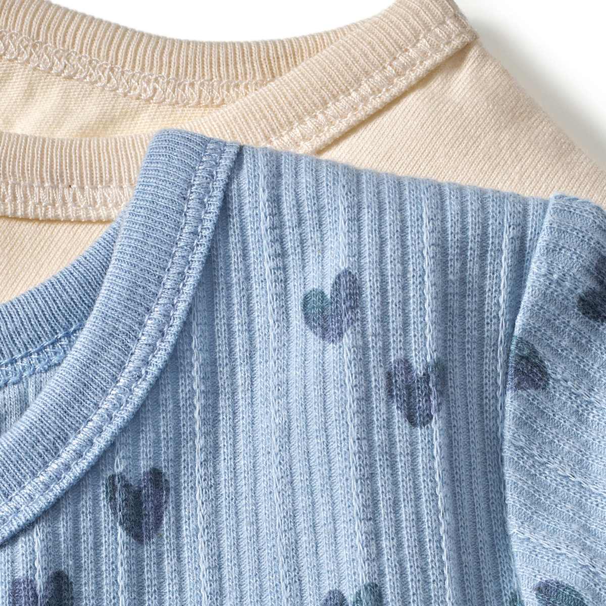 ALANA T-Shirts mit Herz-Muster & 3D-Herz-Print, beige + blau, Gr. 128, 2 St
