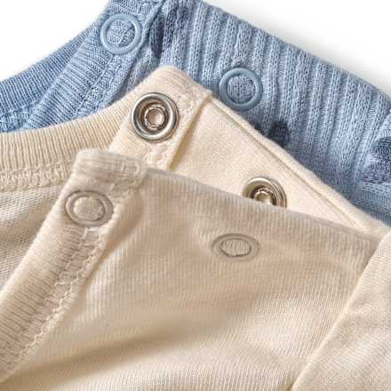 T-Shirts mit Herz-Muster & 3D-Herz-Print, beige + blau, Gr. 80, 2 St