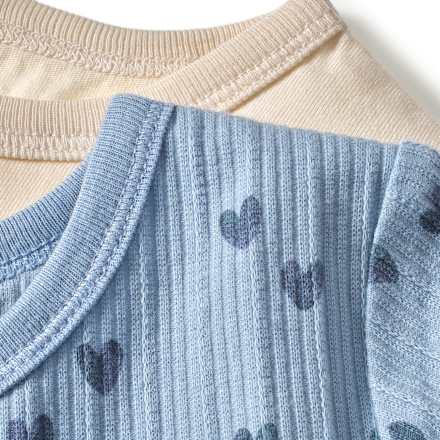 T-Shirts mit Herz-Muster & 3D-Herz-Print, beige + blau, Gr. 98, 2 St