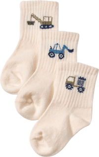 ALANA Tennissocken mit Fahrzeug-Motiven, weiß, Gr. 19/22, 3 St