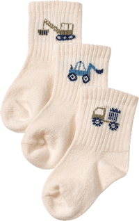 Tennissocken mit Fahrzeug-Motiven, weiß, Gr. 27/29, 3 St