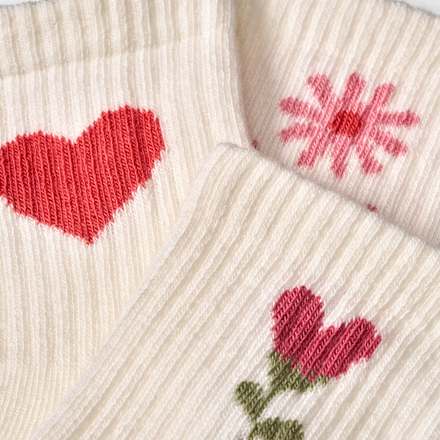 Tennissocken mit Ripp-Struktur & Herz-Muster, weiß & rosa, Gr. 27/29, 3 St