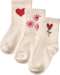 Tennissocken mit Ripp-Struktur & Herz-Muster, weiß & rosa, Gr. 27/29, 3 St