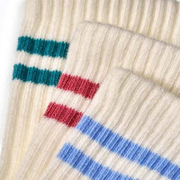 Tennissocken mit Streifen-Muster, blau + lila + rosa , Gr. 27/29, 3 St