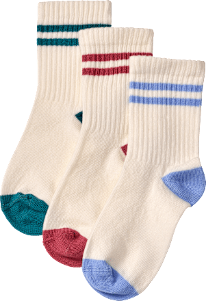 Tennissocken mit Streifen-Muster, blau + lila + rosa , Gr. 27/29, 3 St