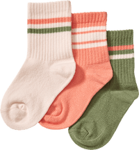 Tennissocken mit Streifen-Muster, grün + rosa + weiß, Gr. 27/29, 3 St
