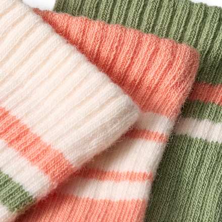 Tennissocken mit Streifen-Muster, grün + rosa + weiß, Gr. 27/29, 3 St