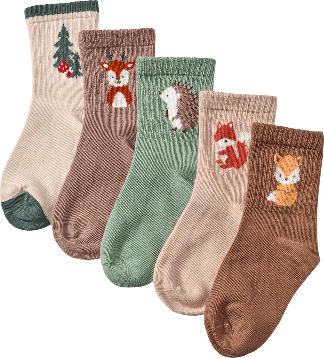 ALANA Tennissocken mit Waldtier-Motiven, braun, Gr. 27/29, 5 St