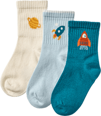 Tennissocken mit Weltall-Motiven, blau + gelb, Gr. 27/29, 3 St