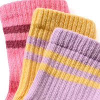 Tennissocken, rosa + gelb + lila, Gr. 29/31, 3 St