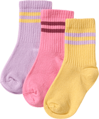 Tennissocken, rosa + gelb + lila, Gr. 29/31, 3 St