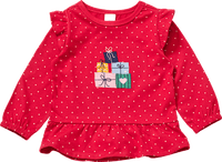Tunika mit Geschenk-Applikation & Punkte-Muster, rot, Gr. 104, 1 St