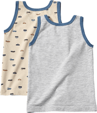 Unterhemden mit Auto-Motiv, beige + grau, Gr. 134/140, 2 St ALANA