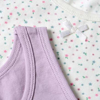 Onderhemden met bloemenpatroon, paars &amp; wit, maat 98/104, 2 stuks