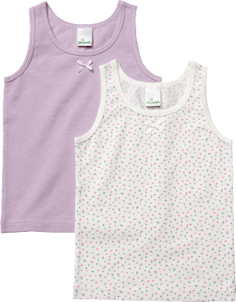 Onderhemden met bloemenpatroon, paars &amp; wit, maat 98/104, 2 stuks