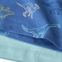 ALANA Unterhemden mit Dino-Muster, blau + grün, Gr. 98/104, 2 St