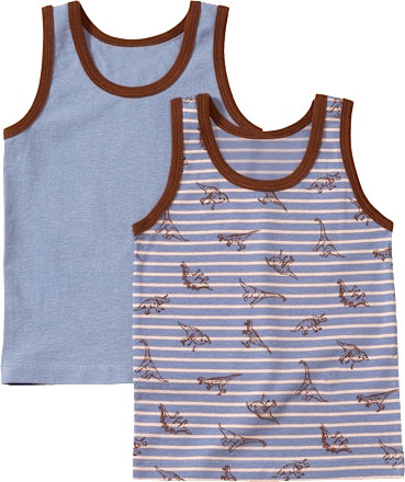 Unterhemden mit Dino-Muster, blau & braun, Gr. 134/140, 2 St ALANA