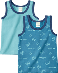 ALANA Unterhemden mit Game-Muster, blau, Gr. 122/128, 2 St