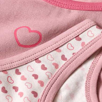 Onderhemden met hartjespatroon, roze + wit, maat 98/104, 2 stuks