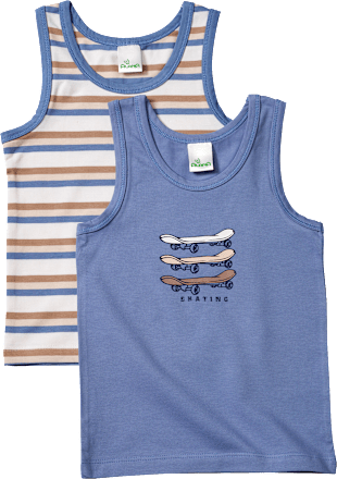 Onderhemden met skateboardmotief, blauw, maat 110/116, 2 stuks