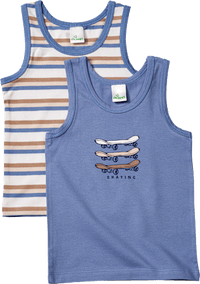Onderhemden met skateboardmotief, blauw, maat 110/116, 2 stuks