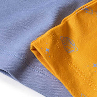 Onderhemden met ruimtepatroon, geel + blauw, maat 110/116, 2 stuks