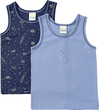 Unterhemden mit Weltraum-Muster, blau, Gr. 86/92, 2 St