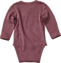 Wikkelbody van biologische wol en zijde, bessenkleur, maat 50/56, 1 stuk