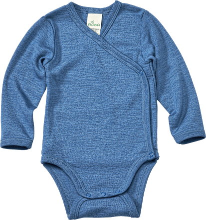 Wikkelbody van biologische wol en zijde, blauw, maat 50/56, 1 stuk