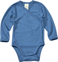 Wikkelbody van biologische wol en zijde, blauw, maat 50/56, 1 stuk