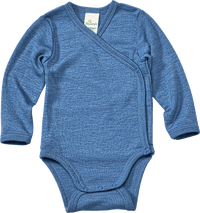 Wickelbody aus Bio-Wolle und Seide, blau, Gr. 74/80, 1 St