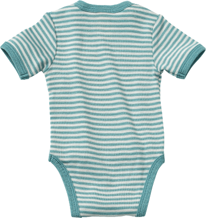 Wikkelbody van biologische wol en zijde, blauw &amp; wit, maat 50/56, 1 stuk