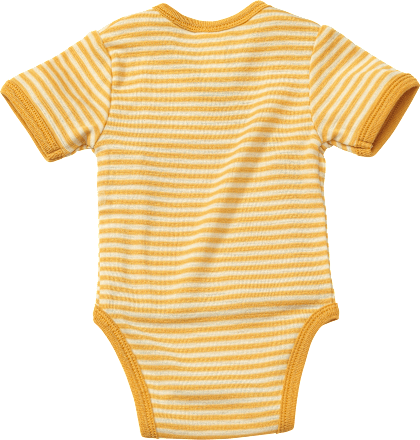 Wickelbody aus Bio-Wolle und Seide, gelb & weiß, Gr. 50/56, 1 St