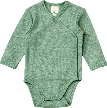 Wickelbody aus Bio-Wolle & Seide, grün, Gr. 62/68, 1 St