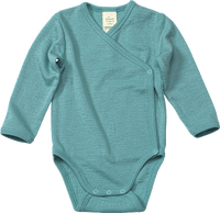 Wikkelbody van biologische wol en zijde, turquoise, maat 50/56, 1 stuk