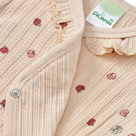 Wickelbody Langarm mit Ajour-Struktur & Apfel-Muster, beige, Gr. 62/68, 1 St