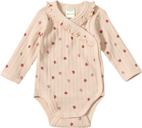 Wickelbody Langarm mit Ajour-Struktur & Apfel-Muster, beige, Gr. 62/68, 1 St