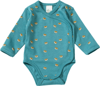 Wickelbody Langarm mit Fuchs-Muster, blau, Gr. 50/56, 1 St